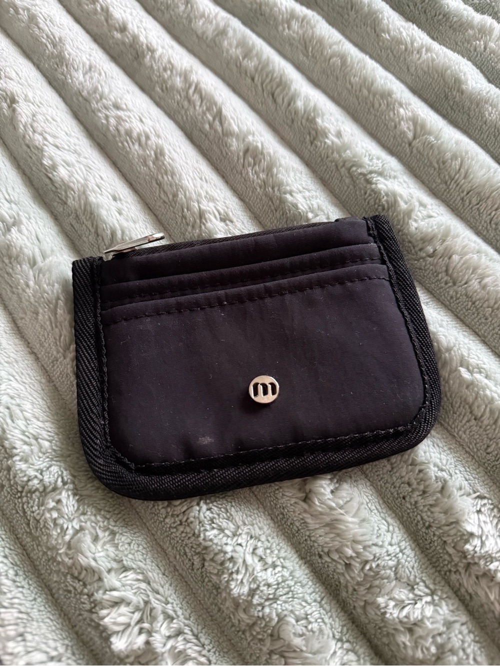 Black Card Wallet with Metal Logo Accent